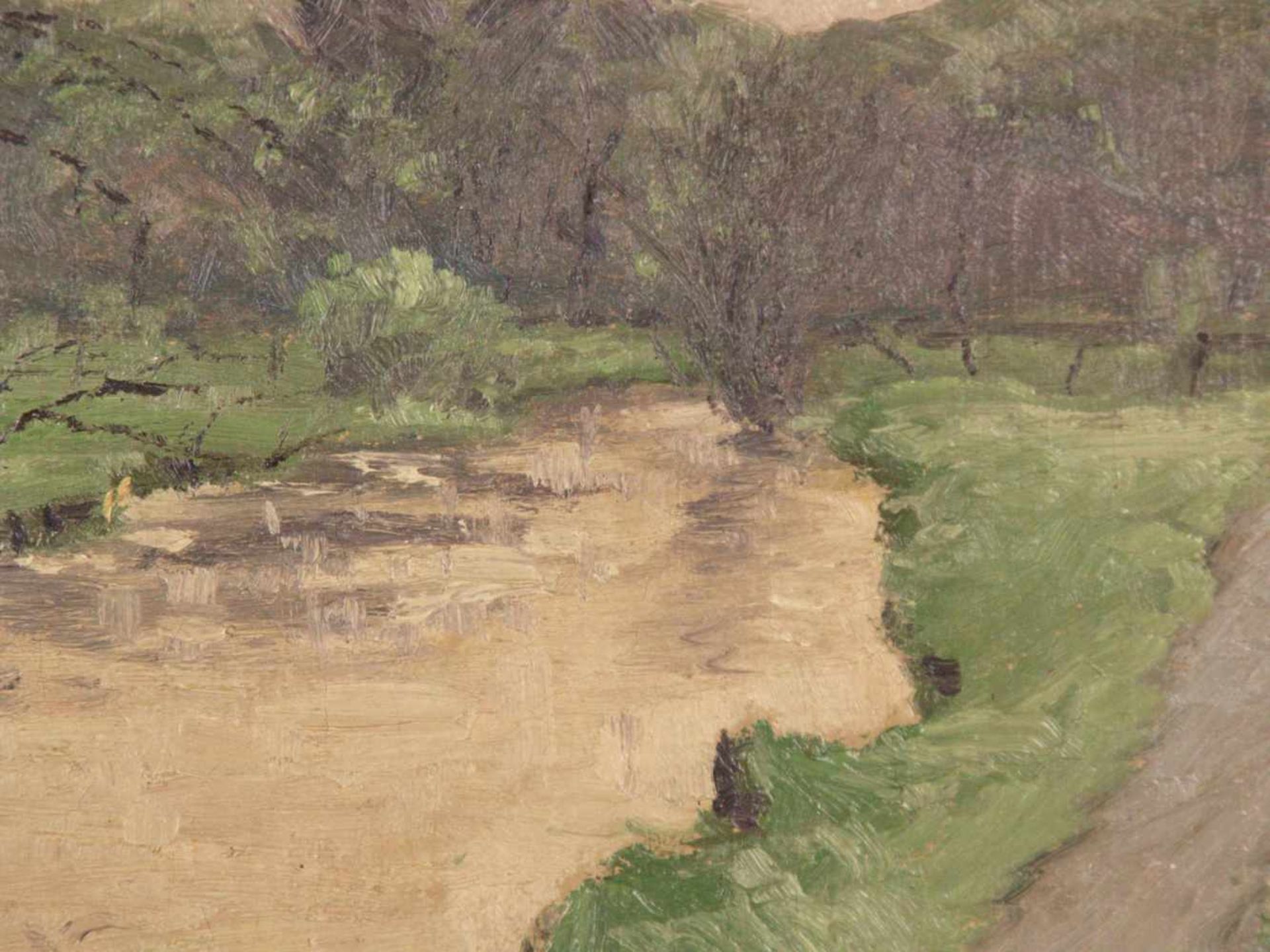 Hause, Rudolf (1877 Strasburg/Westpreußen - 1961 München)- Flusslandschaft, Öl auf Leinwand, - Bild 4 aus 5