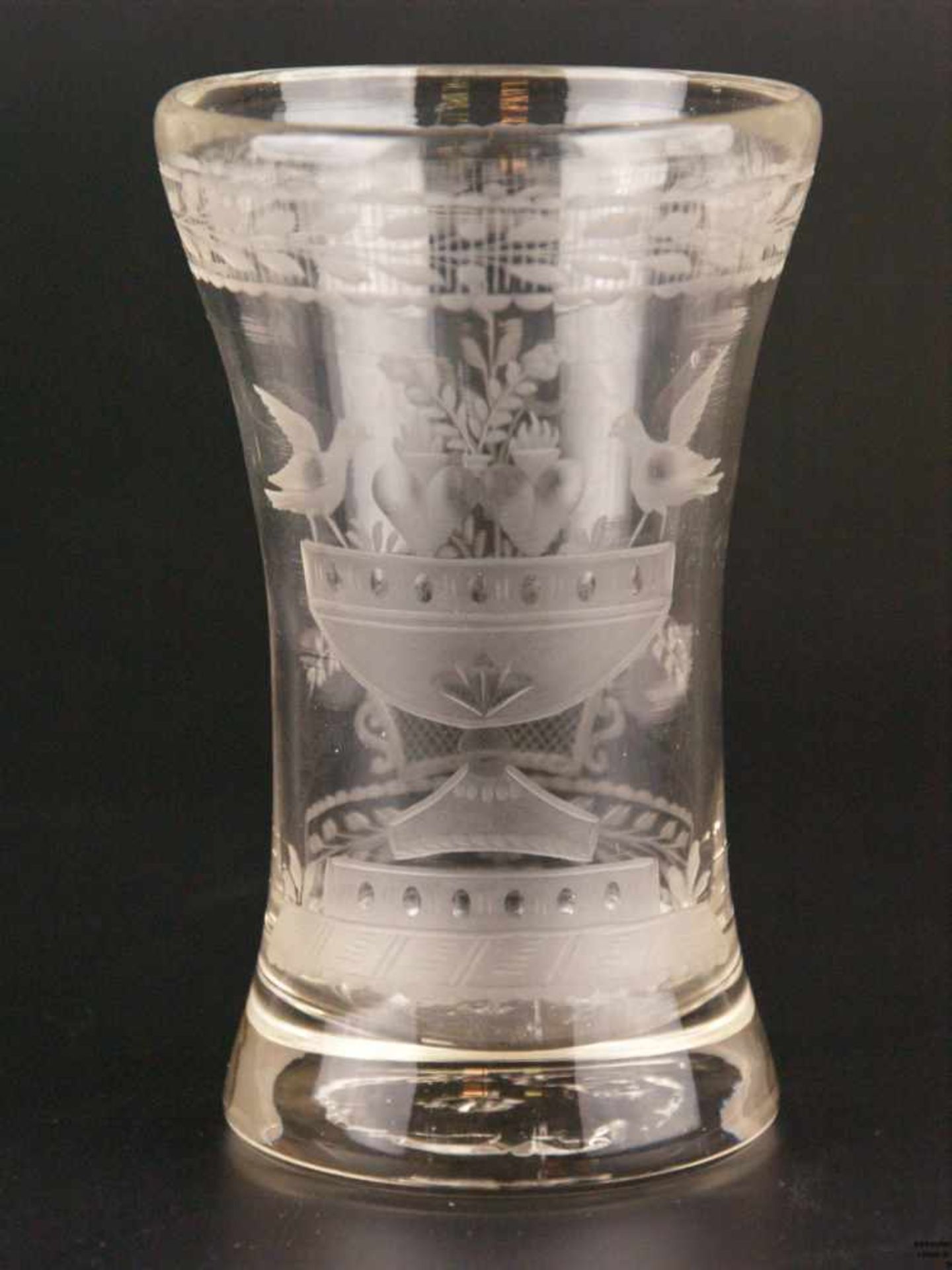 Hochzeitsglas - Biedermeier 19.Jh., in der Art eines Ranftglases, farbloses Glas,feiner floraler