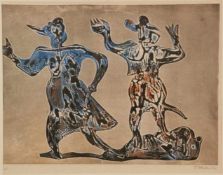 Mau,Toni Florence(1917-1981) - Surreale Figurenszene,Farbradierung, rechts unten in Blei