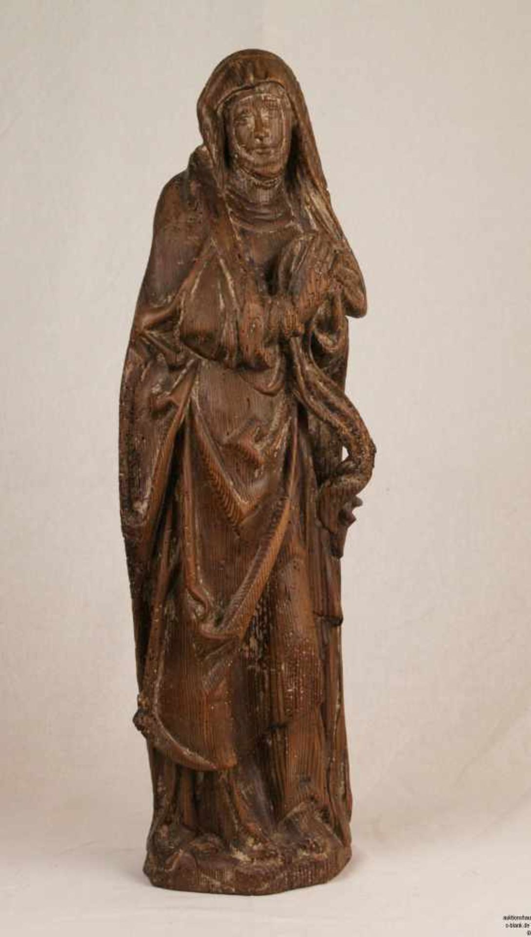 Heilige Anna, eine Schriftrolle umfassend - Holz geschnitzt, geschnitzte Gewandfigur der im leichten