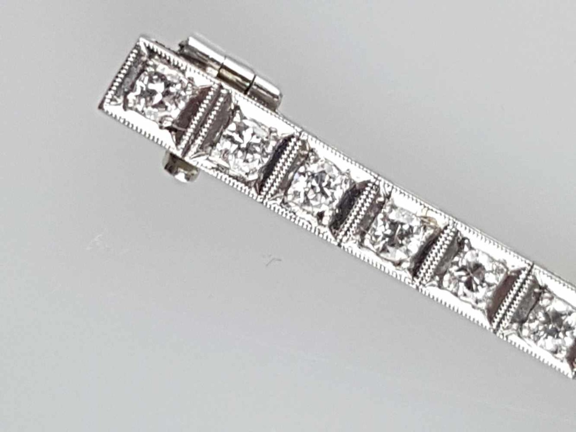 Rivière-Armband - Platin,Gliederarmband ausgefasst mit 40 Diamanten im Brillantschliff,TW,zusammen - Bild 4 aus 7
