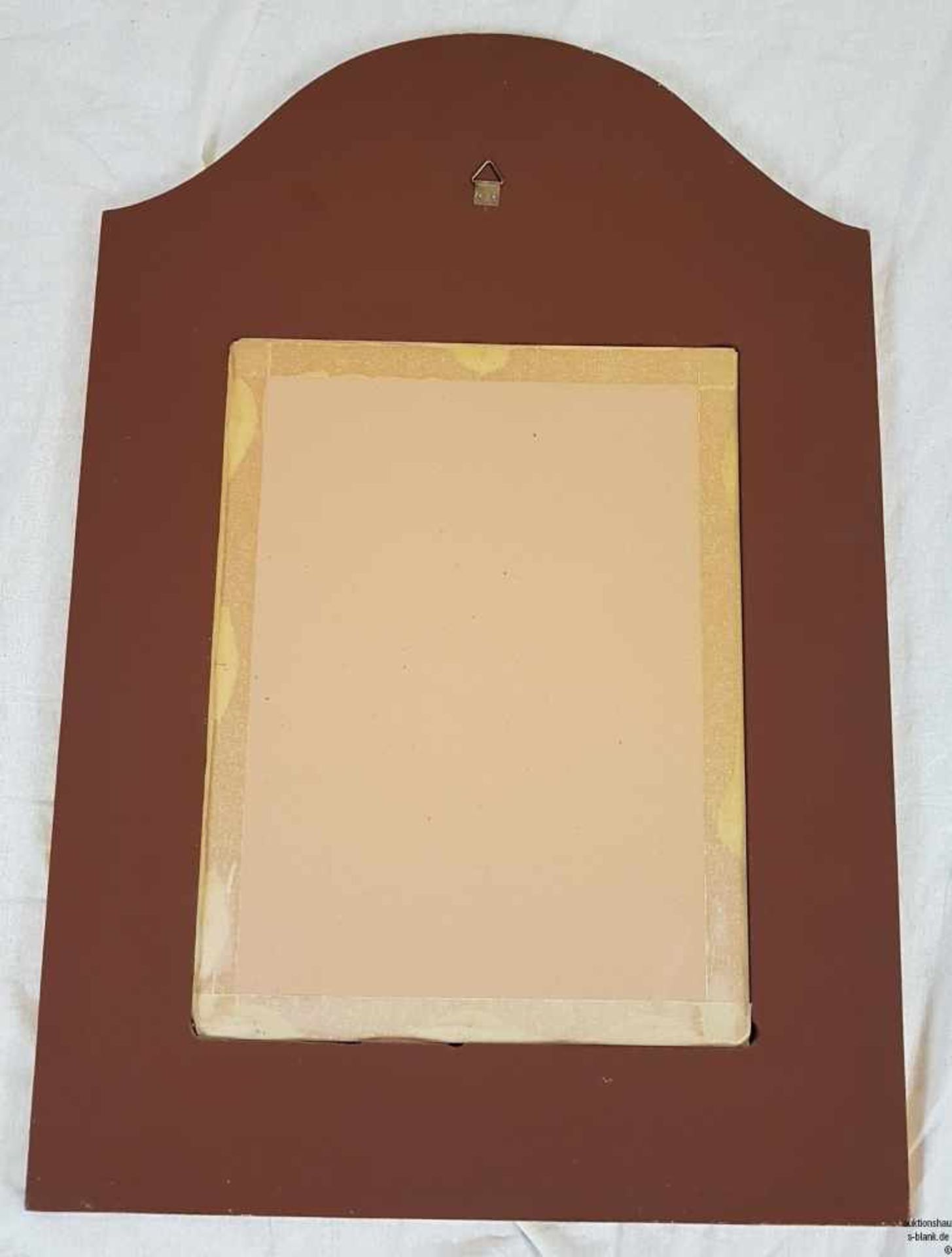 Wandspiegel - Holz, rechteckige Form mit gewelltem oberem Abschluss, gold und farbig gefasst, mit - Bild 3 aus 3