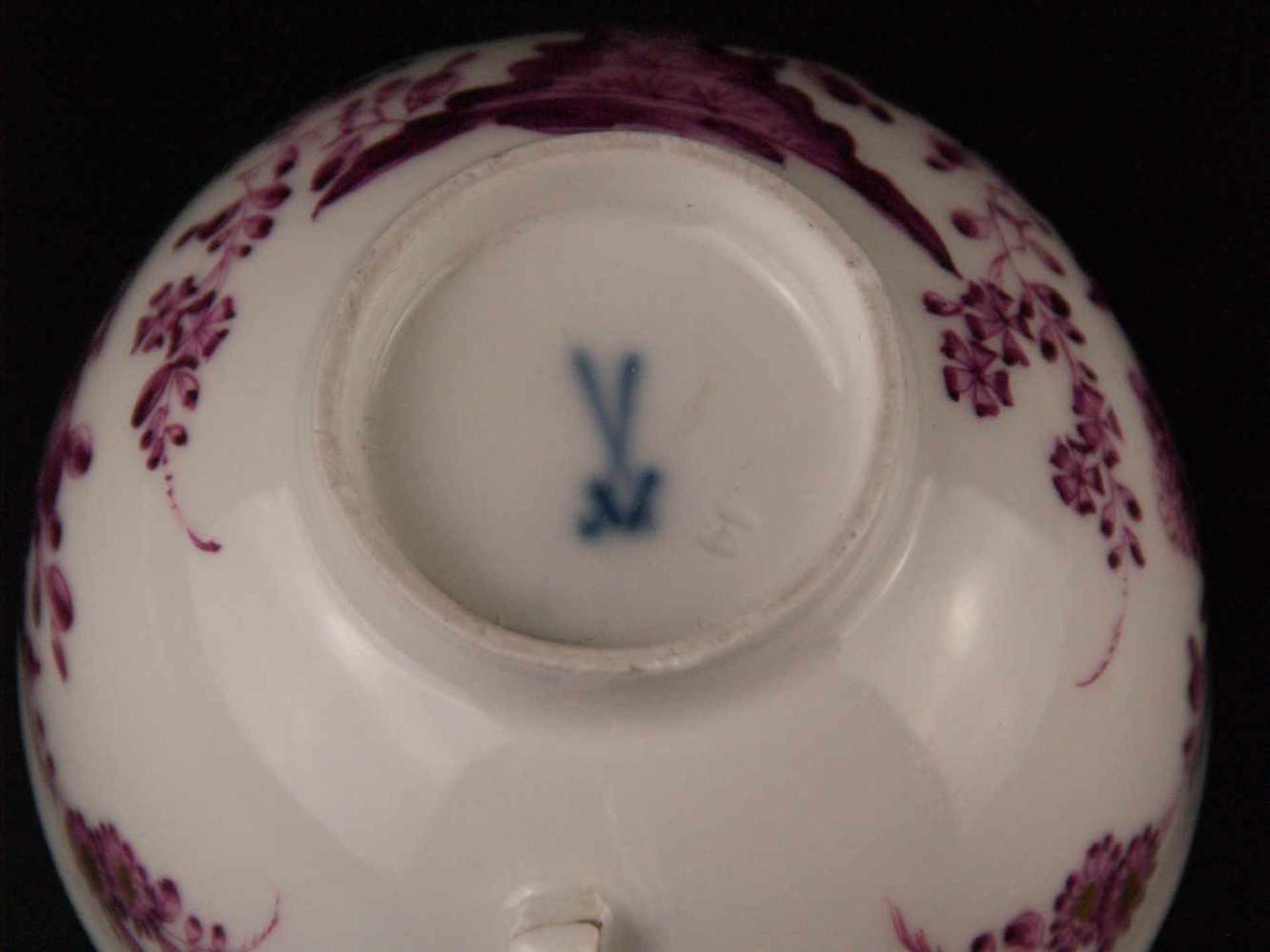 Tasse mit Untertasse Meissen - blaue Schwertermarke, um 1730-35, Porzellan, Dekor "Indische - Bild 7 aus 8