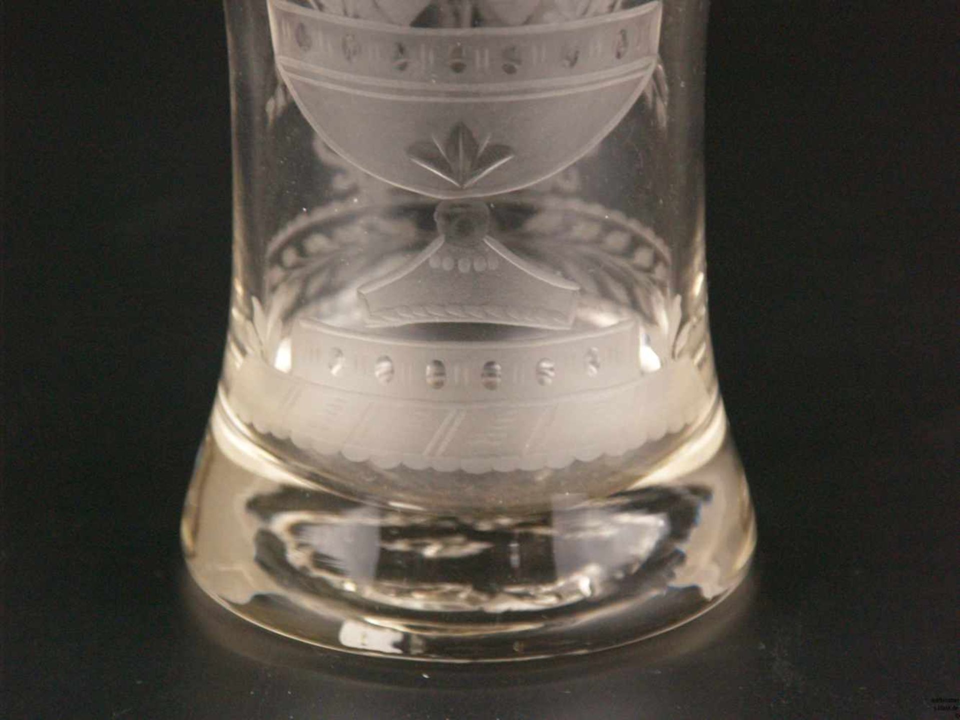 Hochzeitsglas - Biedermeier 19.Jh., in der Art eines Ranftglases, farbloses Glas,feiner floraler - Bild 3 aus 6