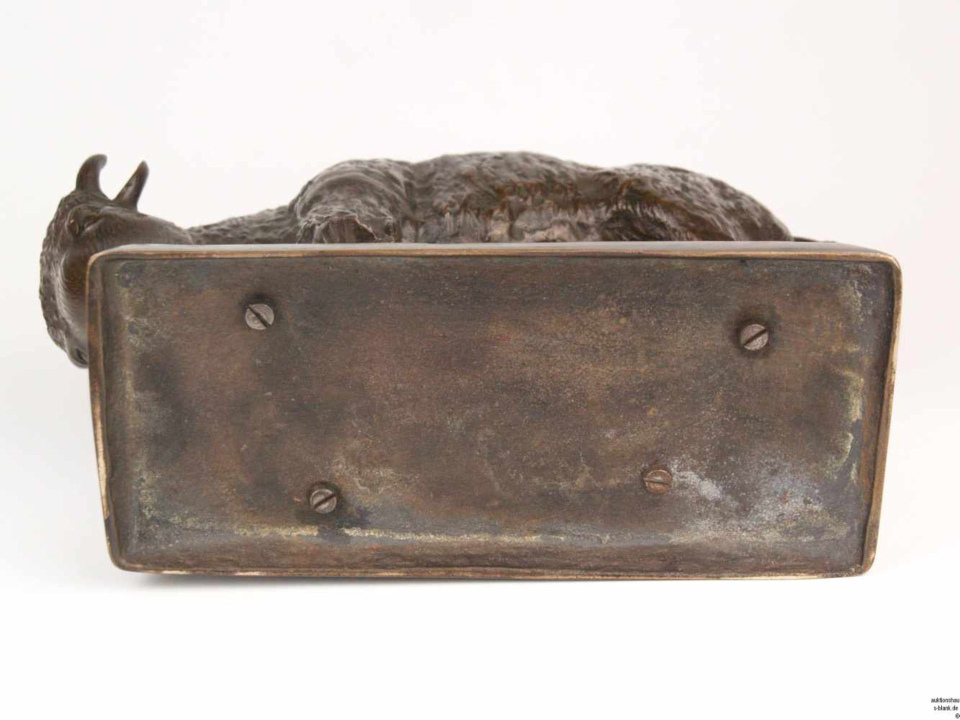 Böhm,O. -Anf.20.Jh.- Bison, vollplastische Bronzefigur, braun patiniert, auf rechteckigem - Bild 6 aus 6