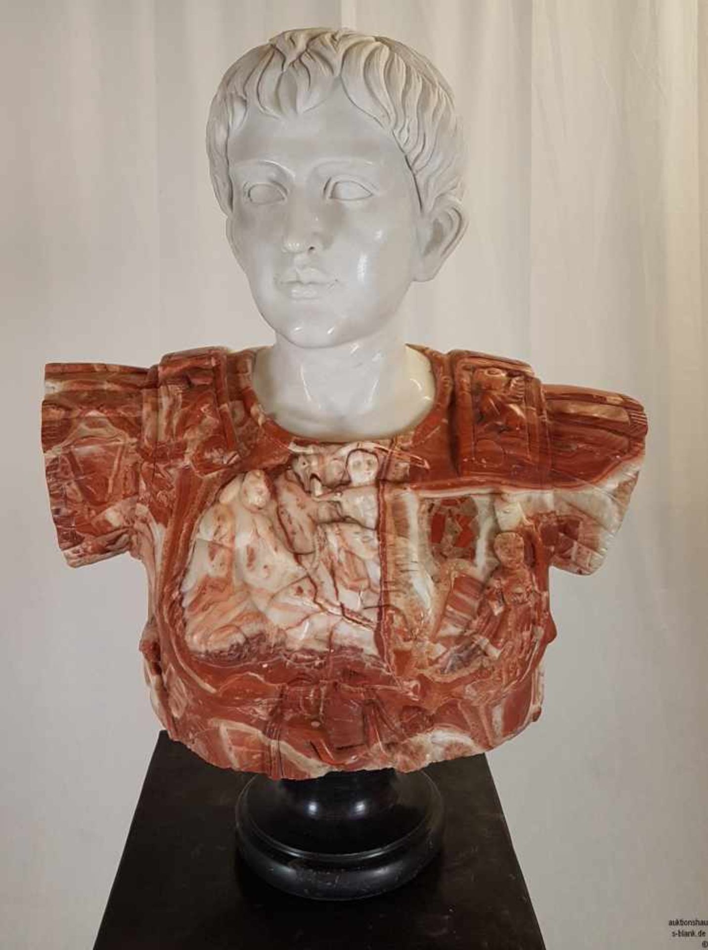 Marmorbüste - Büste des römischen Kaisers Augustus als Feldherr, nach der antiken Statue 'Augustus