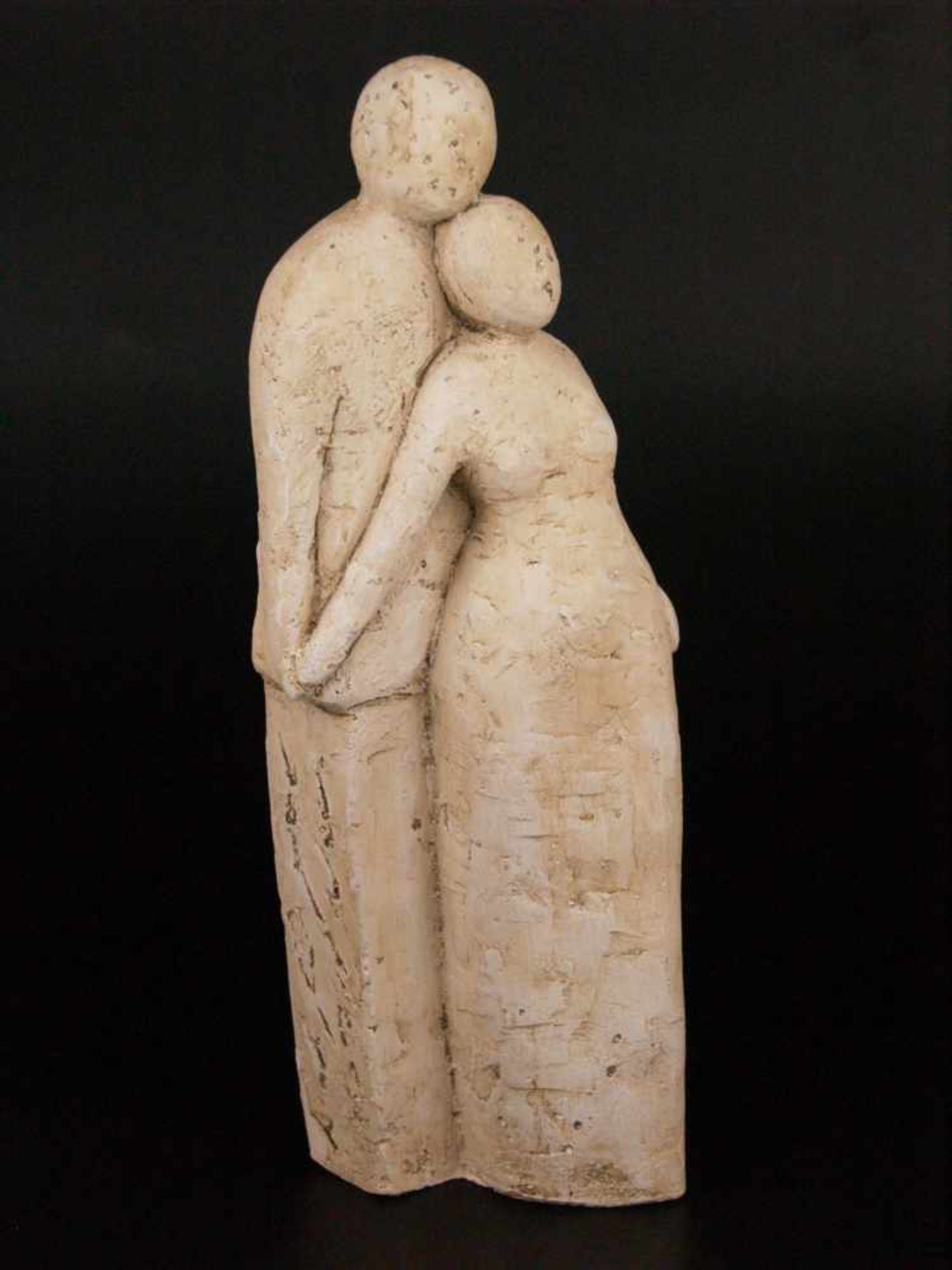 Figur "Paar" - Masse, abstrakte minimalistische Darstellung eines stehenden Paars, die Frau vor