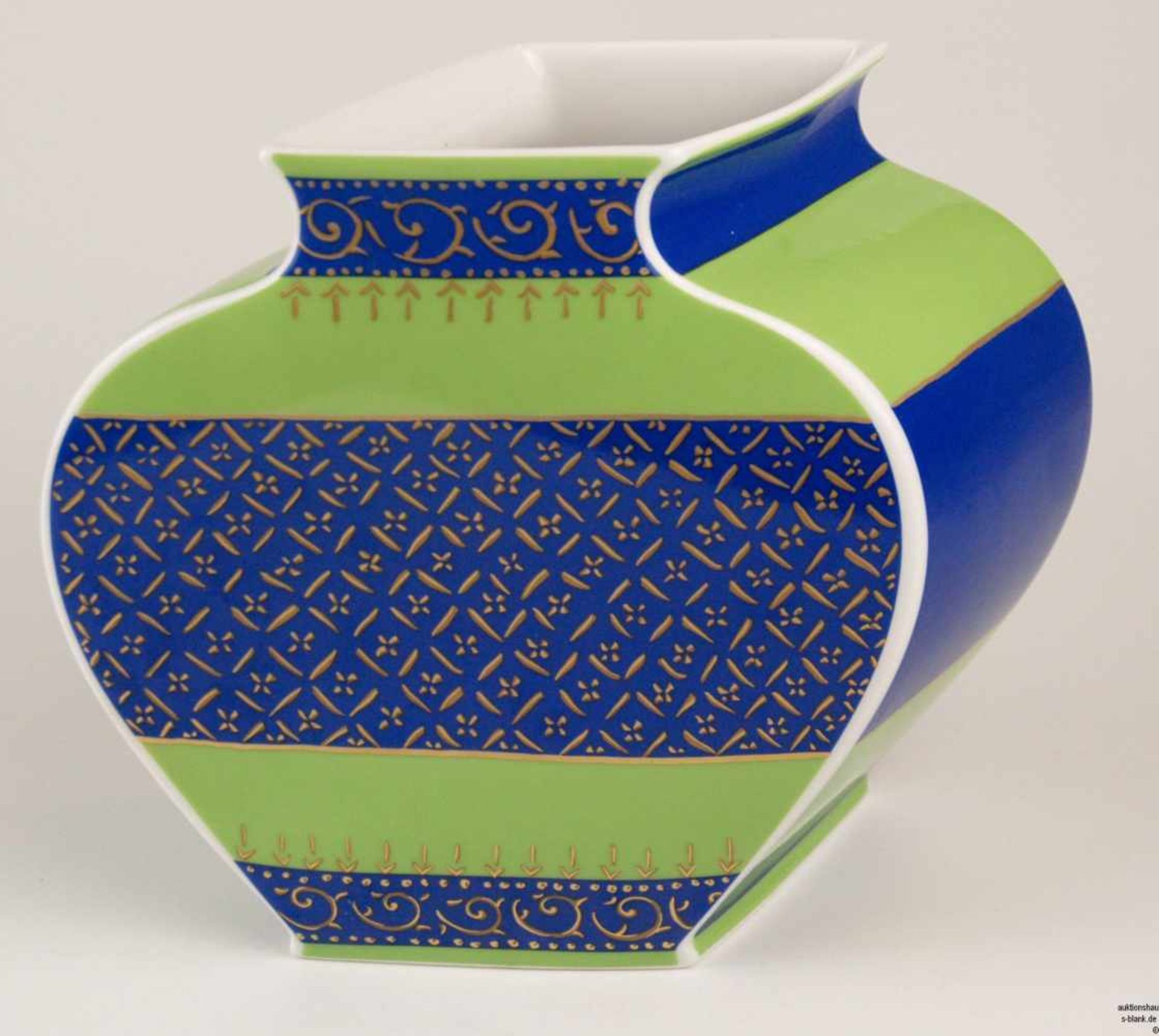 Vase - 20.Jh., Rosenthal, Studio-linie, "Kusumam", Entw.: Tadao Amano, polychrom bemalt in Blau,