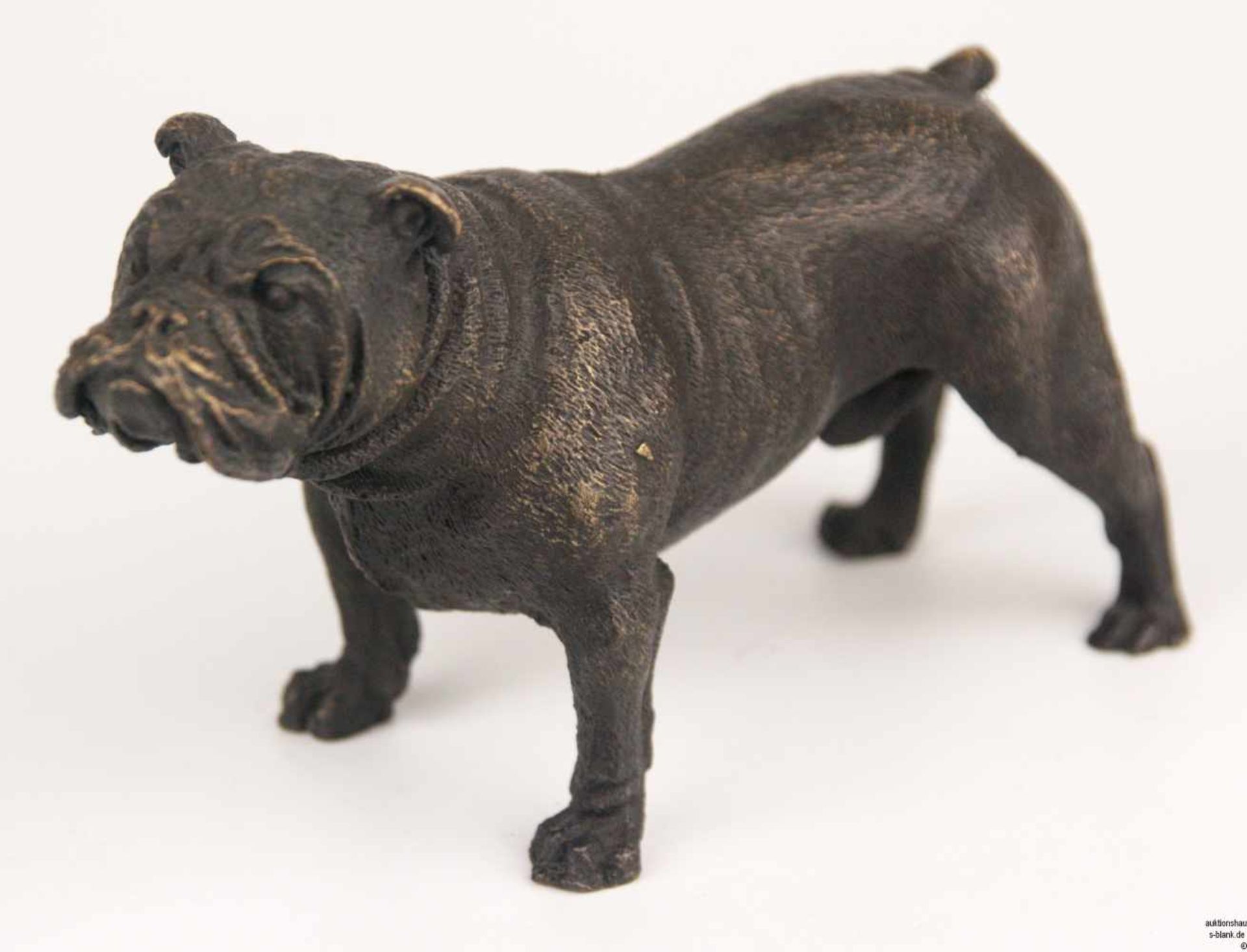 Milo - Bronzefigur "Bulldogge", Bronze, braun patiniert, signiert "Milo", vollplastische