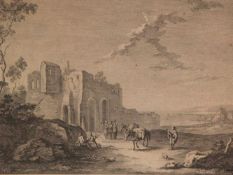Balzer,Jan (1738-1799) nach Norbert Grund (1717-1767) - Landschaft mit Burgruine und rastenden
