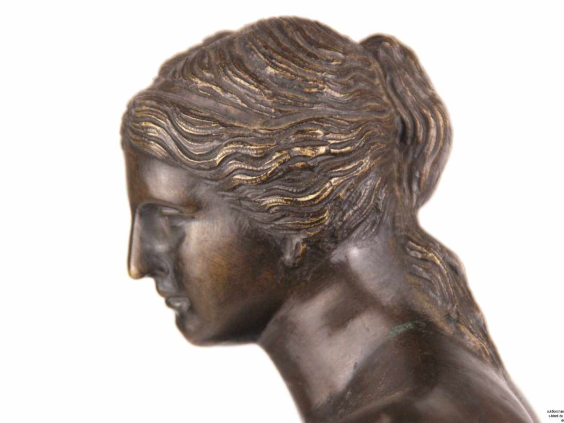 Bronze-Plastik "Venus von Milo" - 19./20.Jh.-Figur nach antikem hellenistischem Vorbild, schwarz- - Bild 4 aus 7