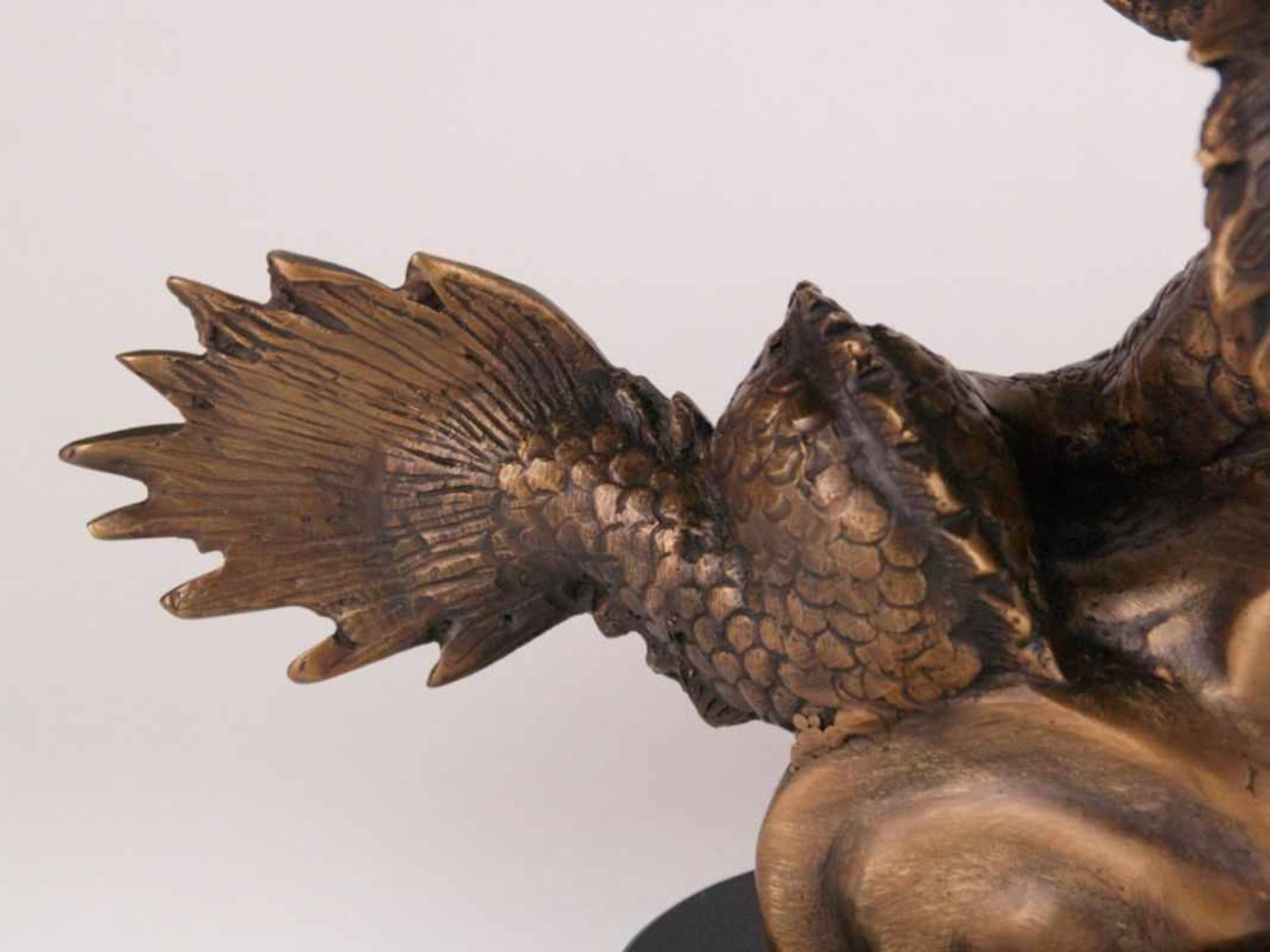 Wasserspeier "Chinesischer Drache mit Wunschperle" - Bronze, braun patiniert, als Wasserspeier, - Bild 6 aus 9