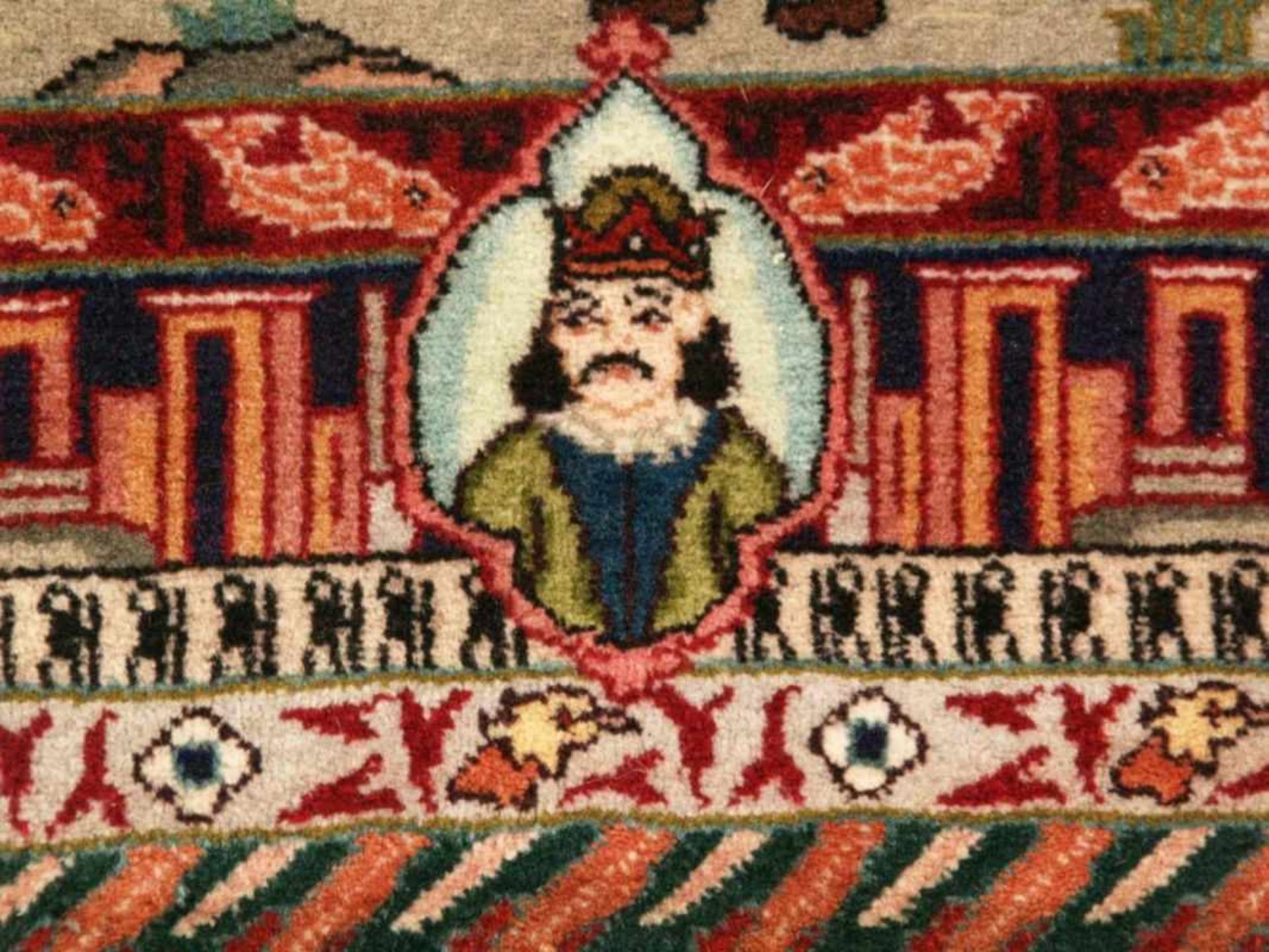Bildteppich - Orient, Wolle, mittig Darstellung einer Kasbah in hügeliger Landschaft,sowie ein - Bild 6 aus 10