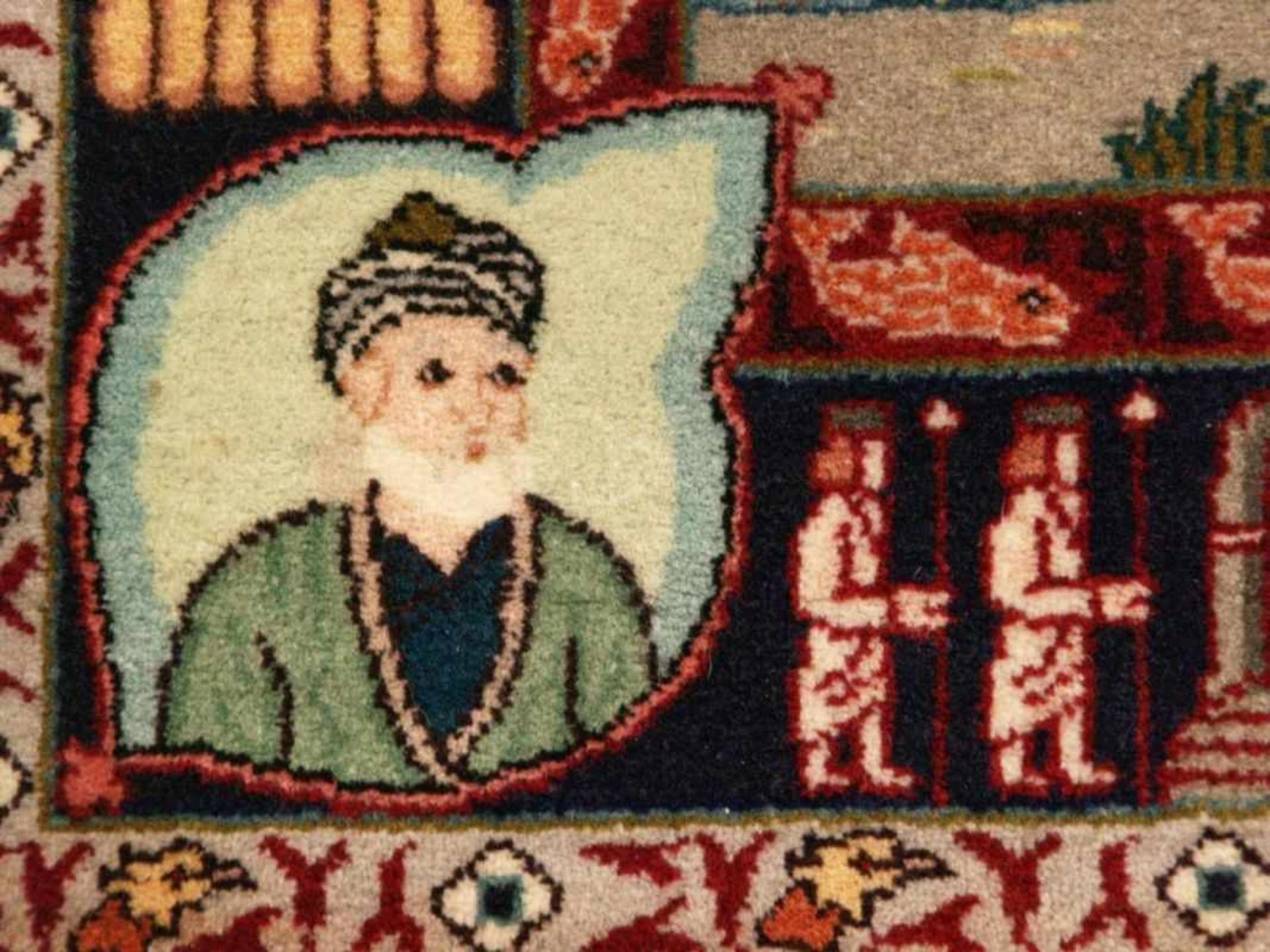 Bildteppich - Orient, Wolle, mittig Darstellung einer Kasbah in hügeliger Landschaft,sowie ein - Bild 8 aus 10