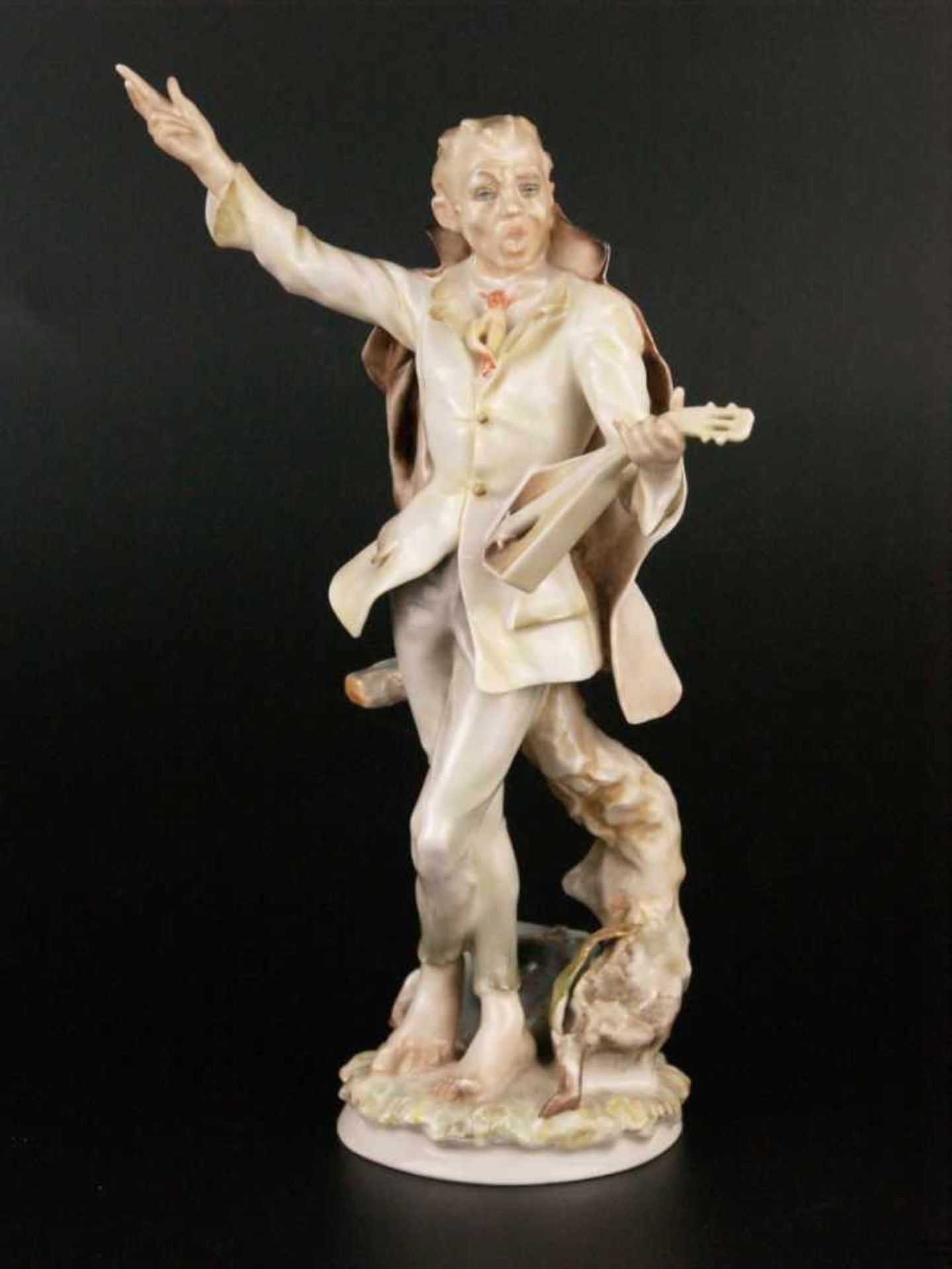 Porzellanfigur "Bänkelsänger"- Hutschenreuther, Kunstabteilung Selb, Entwurf v. Hans Achtziger, bunt - Bild 10 aus 10