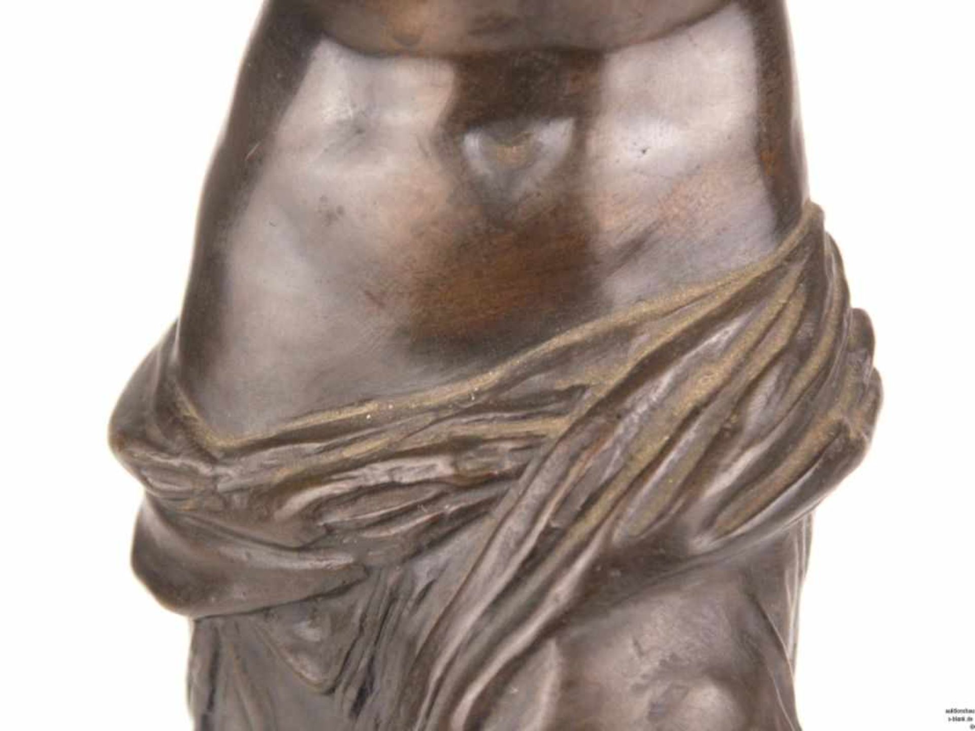 Bronze-Plastik "Venus von Milo" - 19./20.Jh.-Figur nach antikem hellenistischem Vorbild, schwarz- - Bild 5 aus 7