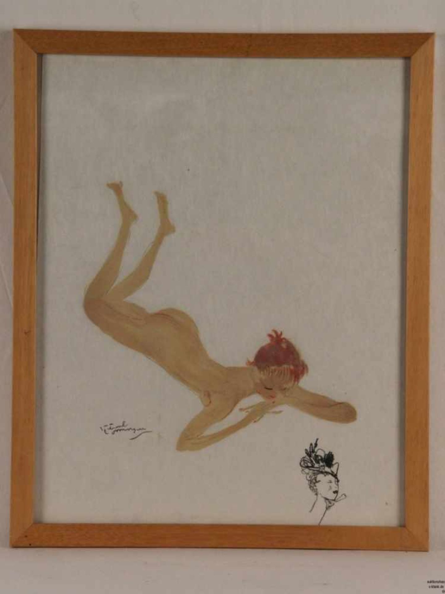 Domergue, Jean Gabriel (1899 Bordeaux - 1962 Paris) - "La Parisienne", Lithographie auf Japon nacre, - Bild 3 aus 3