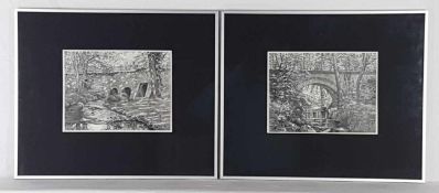 Wucher,Hans-Ludwig (1926 -2009, Frankfurt/M.) - Zwei Brückenansichten in der Provence, minutiöse