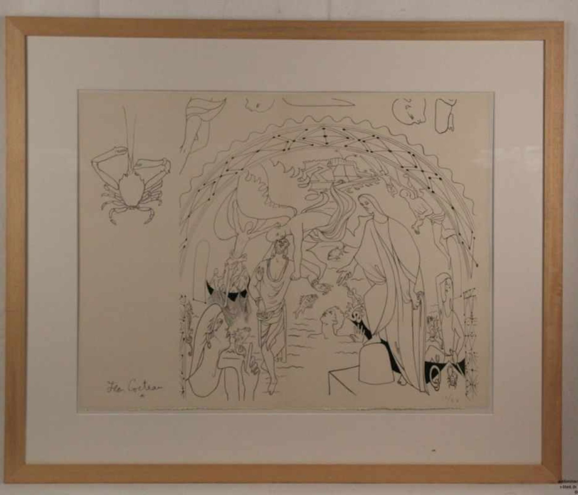 Cocteau, Jean (1889-1963) - "La Capelle St.Pierre", 1958, Lithographie, schwarz/weiß, gesamte - Bild 2 aus 4