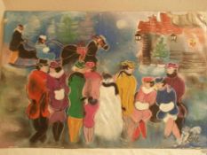 Zule - zeitgen. franz. Künstler - zwei weihnachtliche Szenen, Pastell, signiert, jeweils ca. 80 x