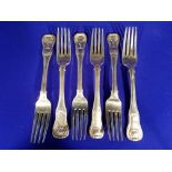 SET OF 6 VERY EARLY GEORGE IV QUEENS PATTERN SHELL HEAD DINNER FORKS HALLMARKED & DATED DUBLIN