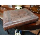 LARGE LATE VICTORIAN HEAVILY DECORATED LEATHER & BRASS BOUND PHOTOGRAPH ALBUM