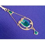 CHARLES HORNER 14900's SILVER & ENAMEL CHAIN & PENDANT