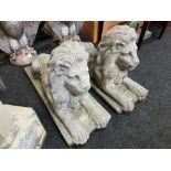 PAIR OF LARGE LION FIGURES