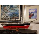 LARGE ANTIQUE MODEL SAILING SHIP