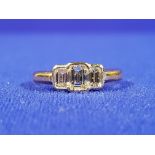 18CT GOLD DIAMOND 3 STONE RING WITH 1 CARAT OF PRINCESS CUT DIAMONDS