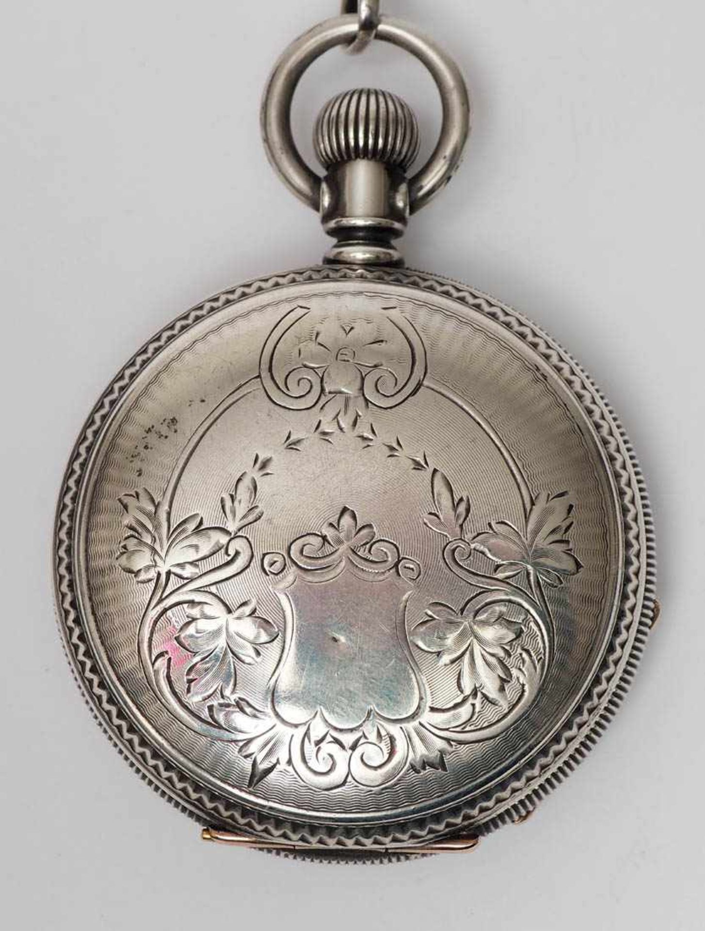 Herrentaschenuhr, Waltham, 19.Jhdt. Silbernes Savonettegehäuse, bez. "Coin silver", mit - Bild 2 aus 6