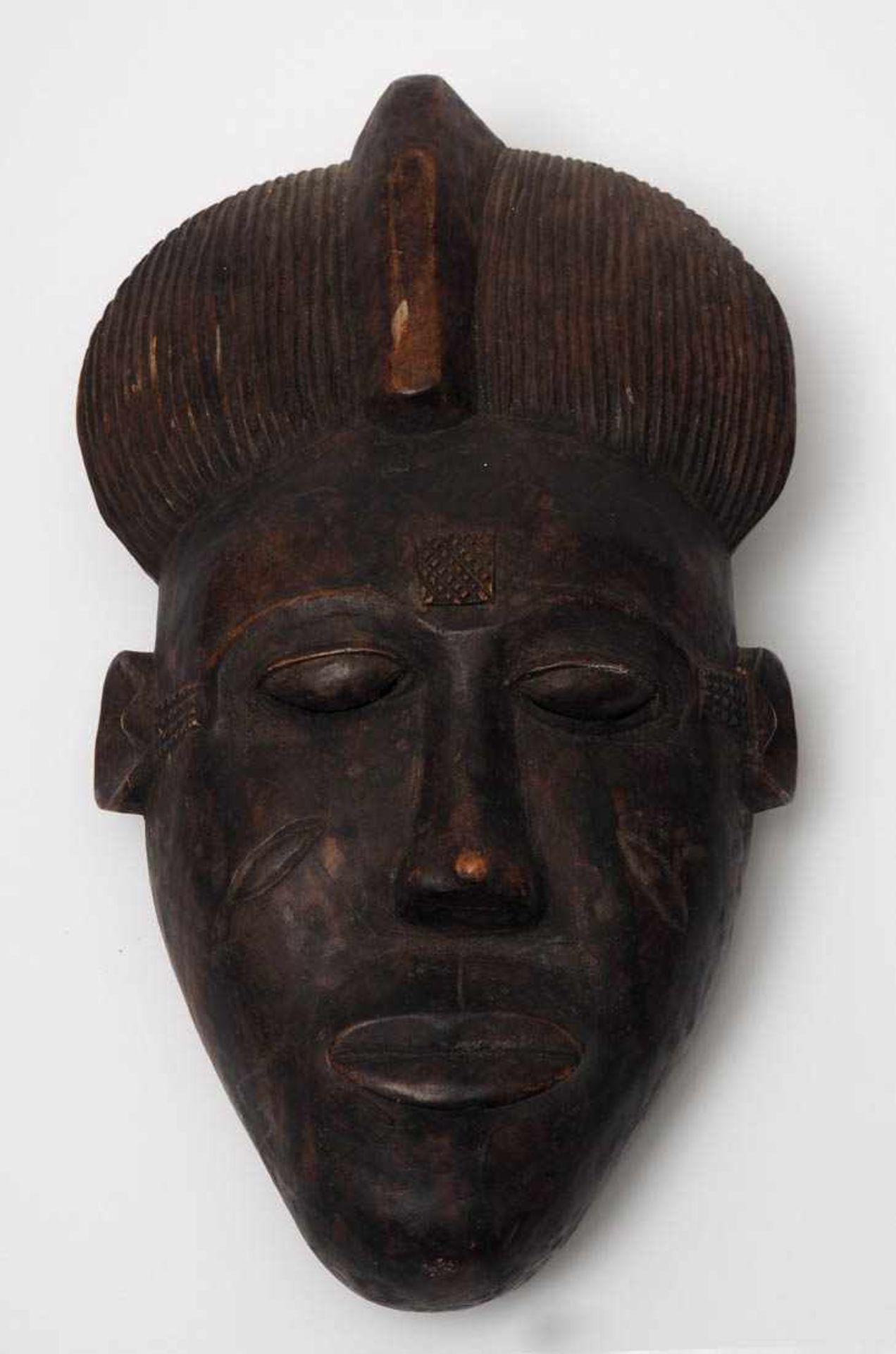 Tanzmaske, Afrika Holz, geschnitzt. Gebrauchsspuren. H.28cm.