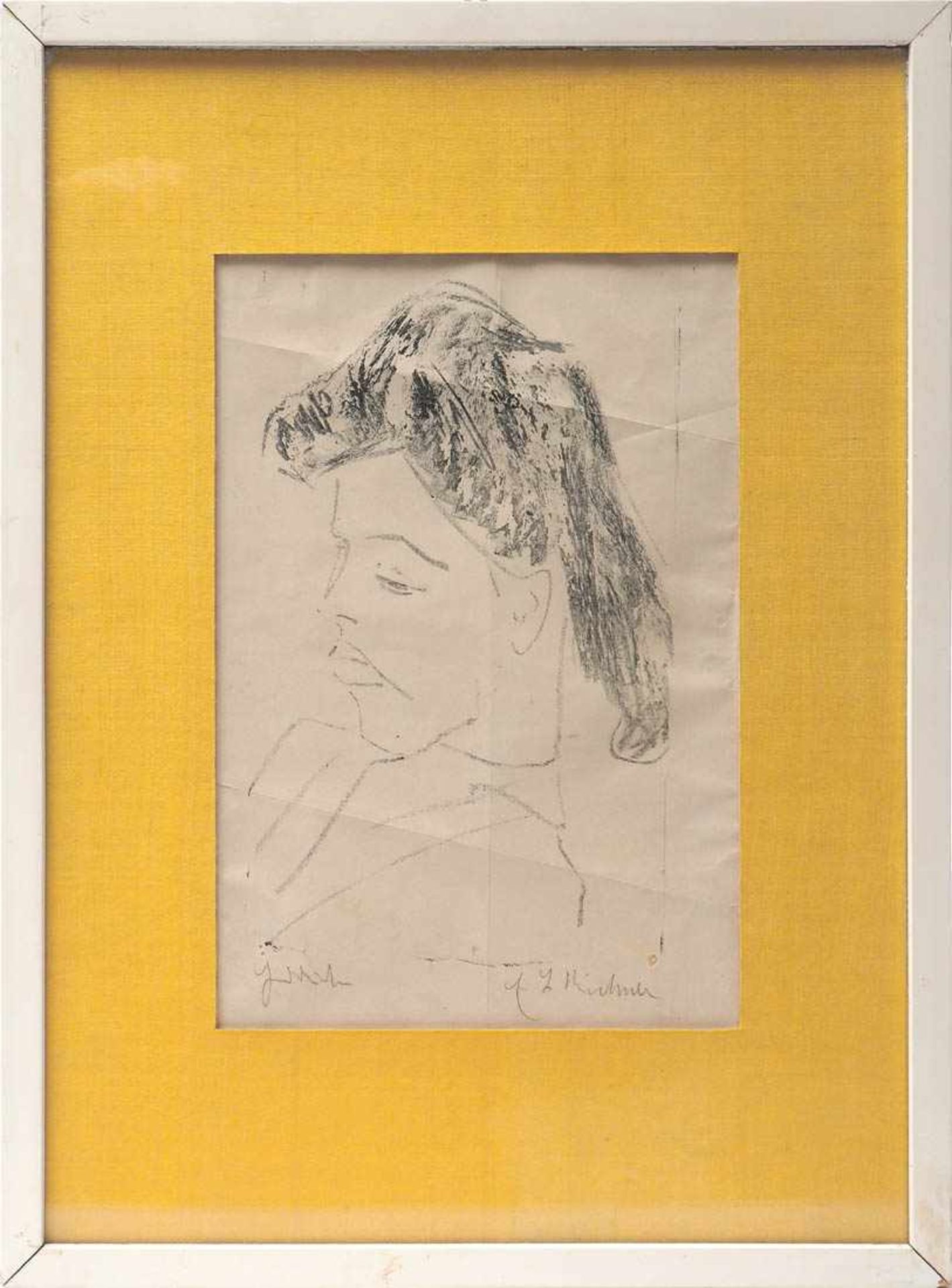 Kirchner, Ernst Ludwig, 1880 - 1939 Brustbild einer jungen Frau, nach links blickend.
