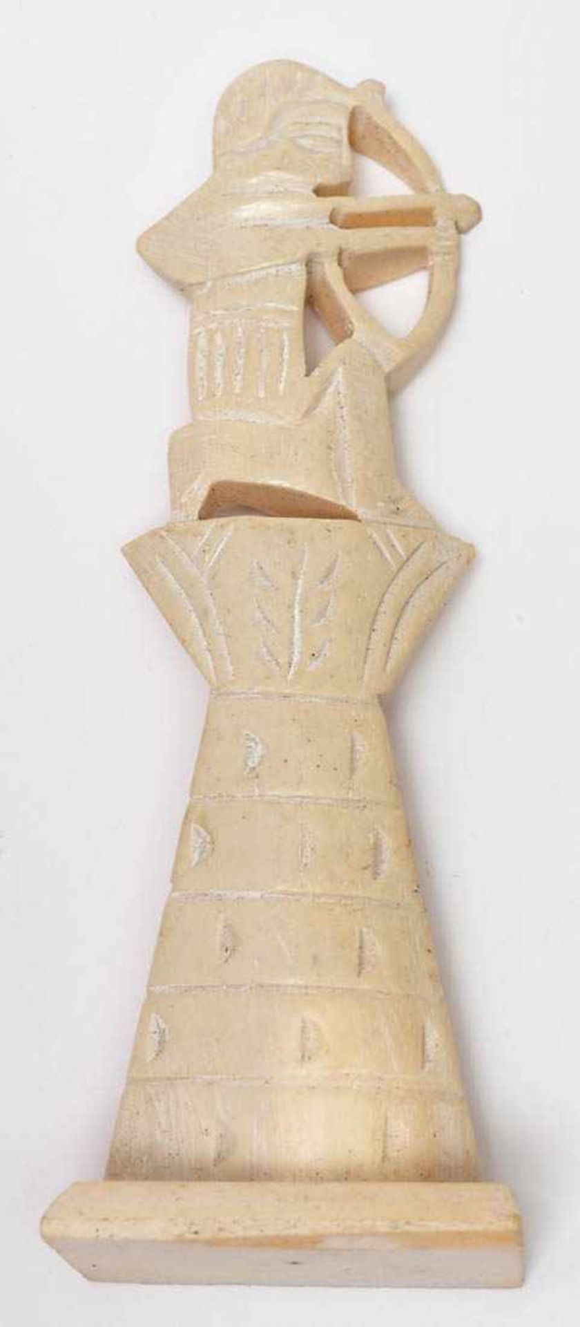 Schachspiel, Ägypten Figuren aus Bein. H. des Königs 15,5cm. Dazu intarsiertes Brett. - Image 4 of 10
