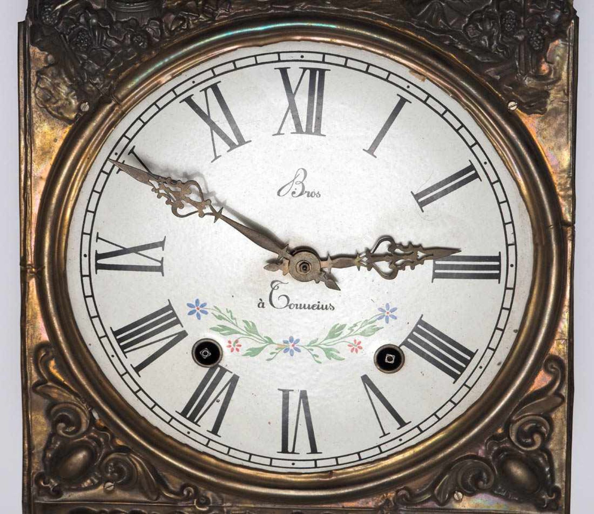 Comtoise-Uhr, 2. Hälfte 19.Jhdt. Metallgespindeltes Achttagewerk mit Halbstundenschlag auf Glocke. - Bild 5 aus 8