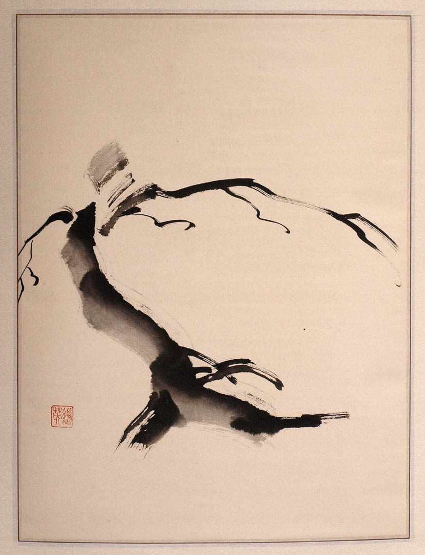 Tuschezeichnung, China, 20.Jhdt. Toter Baum. Tuschezeichnung auf Papier, mit Stempelsignatur und