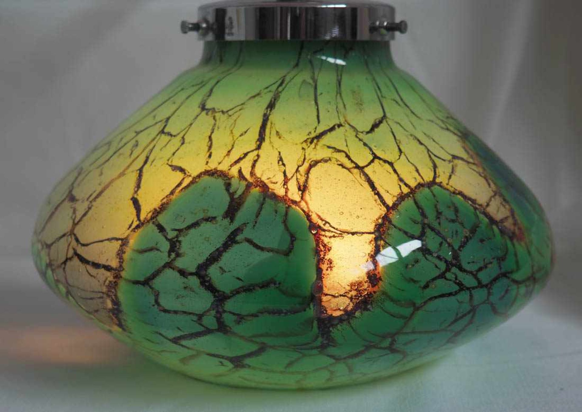 Tischlampe, WMF, Ikora, 20er Jahre Linsenförmiger Glaskorpus mit Innenbeleuchtung, vernickelte - Bild 4 aus 5