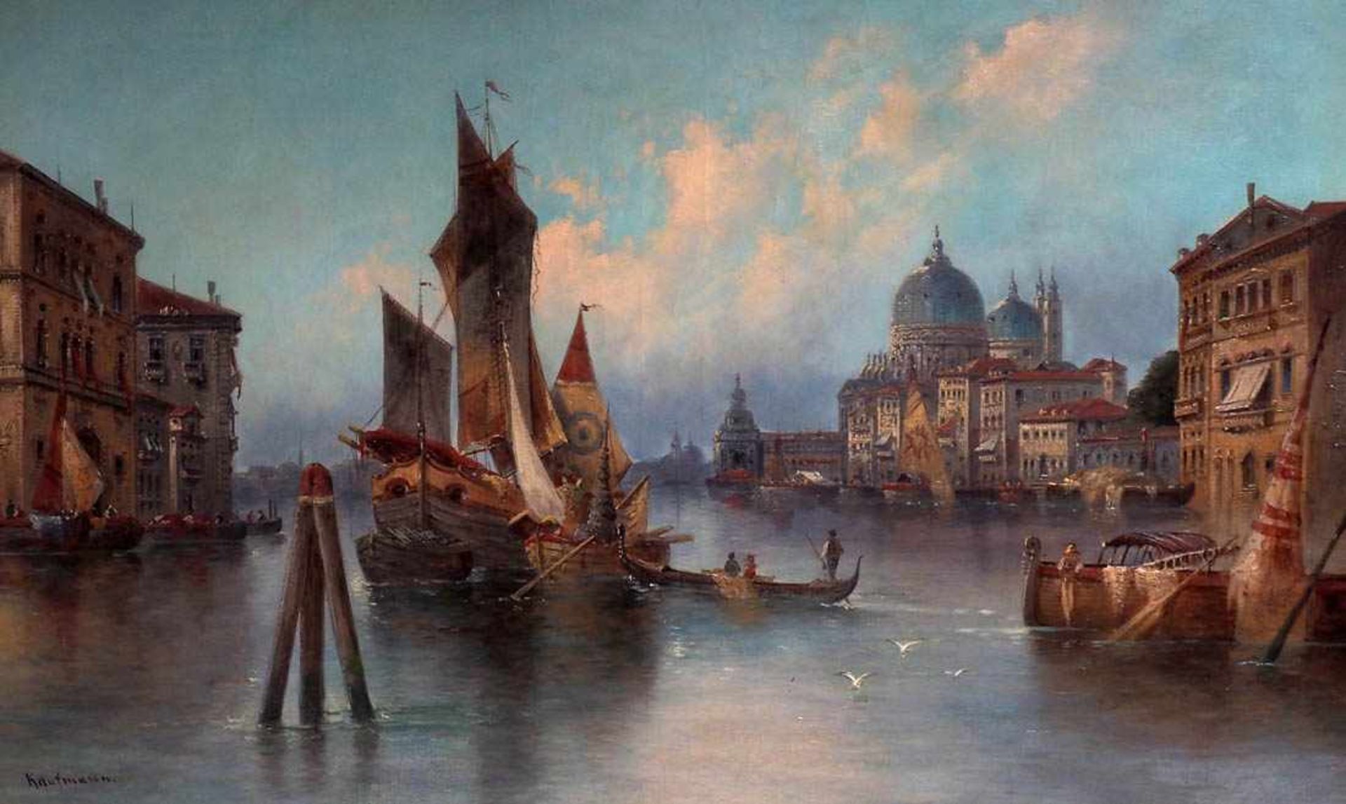 Kaufmann, Karl, 1843 - 1902 Blick auf ein prächtiges Schiff im Canale Grande in Venedig, im - Bild 2 aus 9