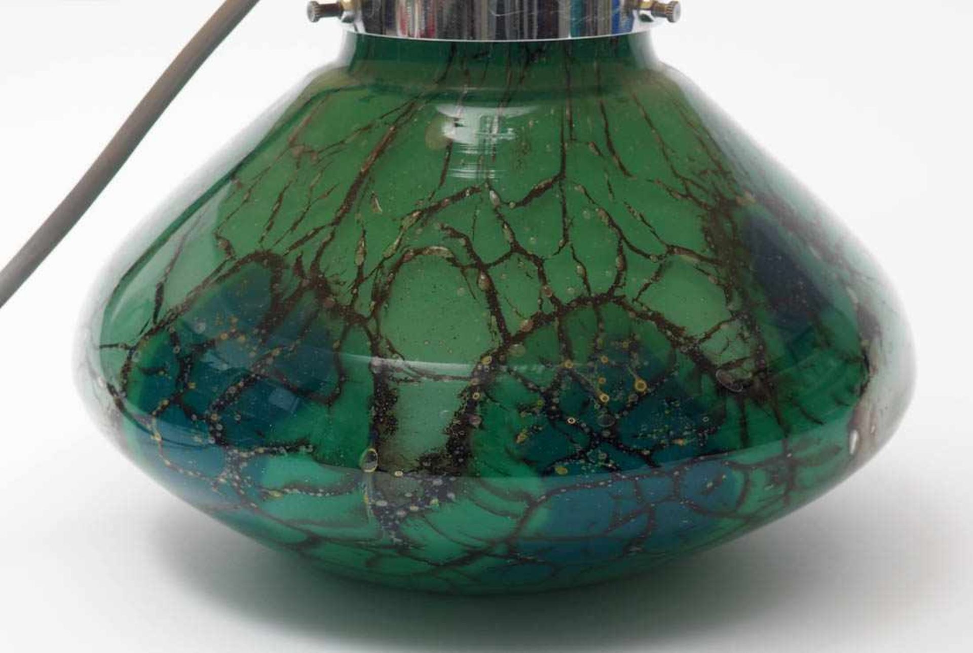Tischlampe, WMF, Ikora, 20er Jahre Linsenförmiger Glaskorpus mit Innenbeleuchtung, vernickelte - Bild 2 aus 5