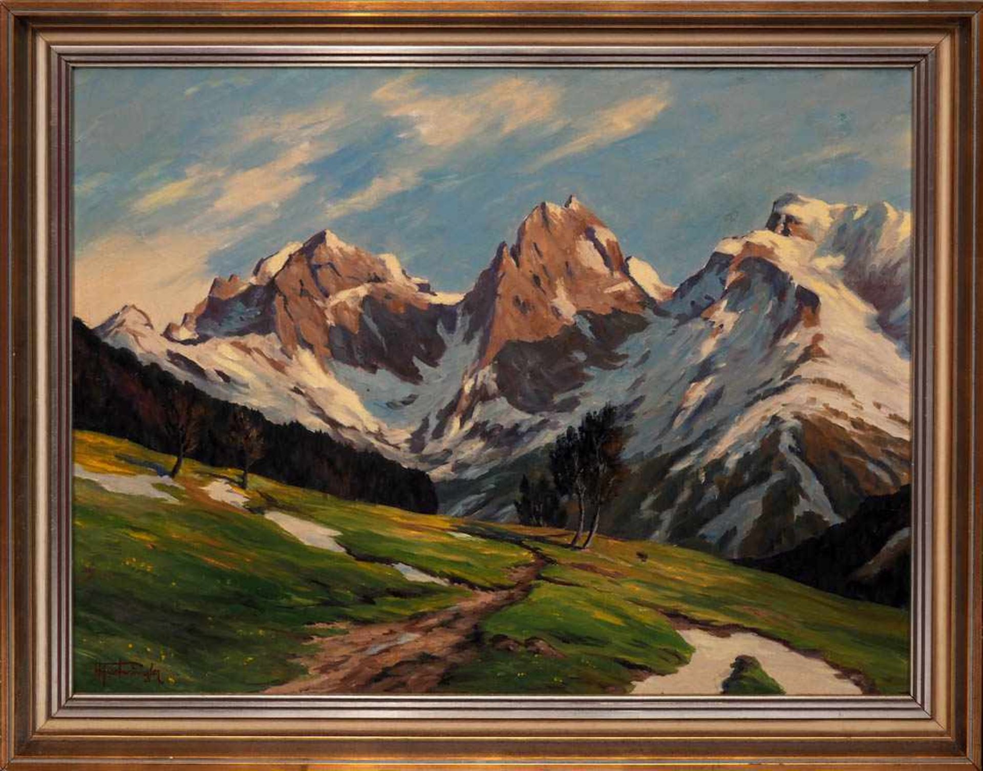 Furtwängler, Albert, 1902 - 1984 Frühlingslandschaft im Gebirge, im Hintergrund die noch