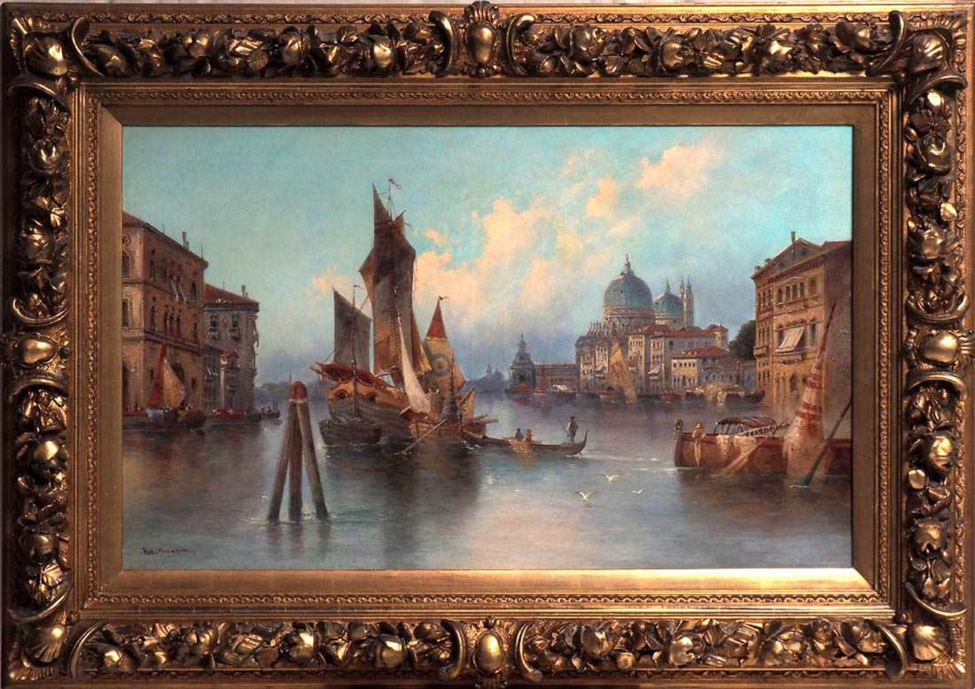 Kaufmann, Karl, 1843 - 1902 Blick auf ein prächtiges Schiff im Canale Grande in Venedig, im