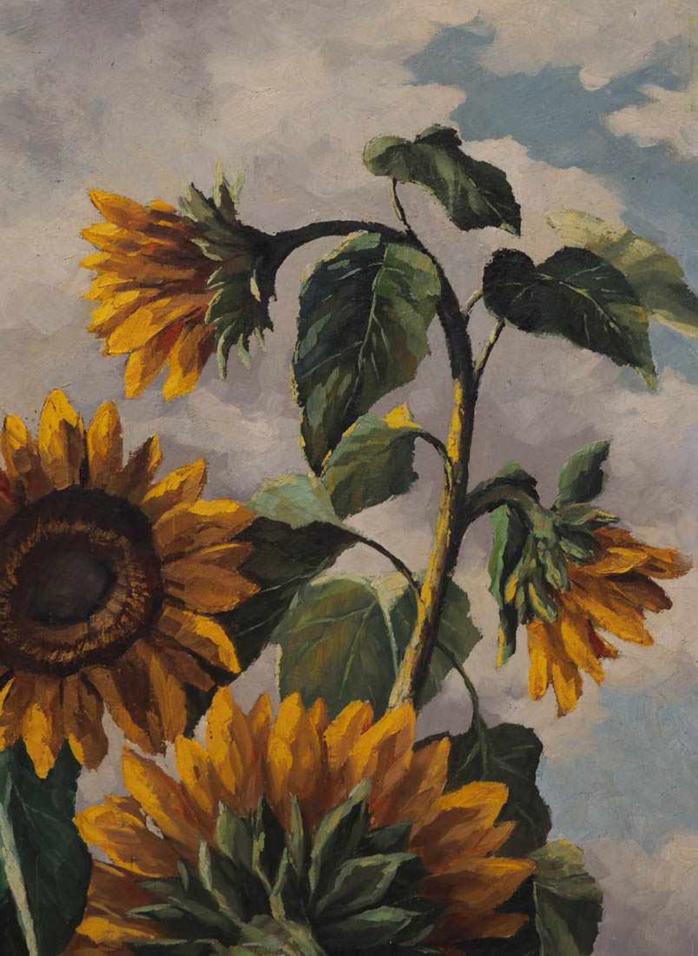 Furtwängler, Albert, 1902 - 1984 Gruppe von Sonnenblumen vor bewölktem Himmel. Öl/Platte, rechts - Bild 3 aus 6