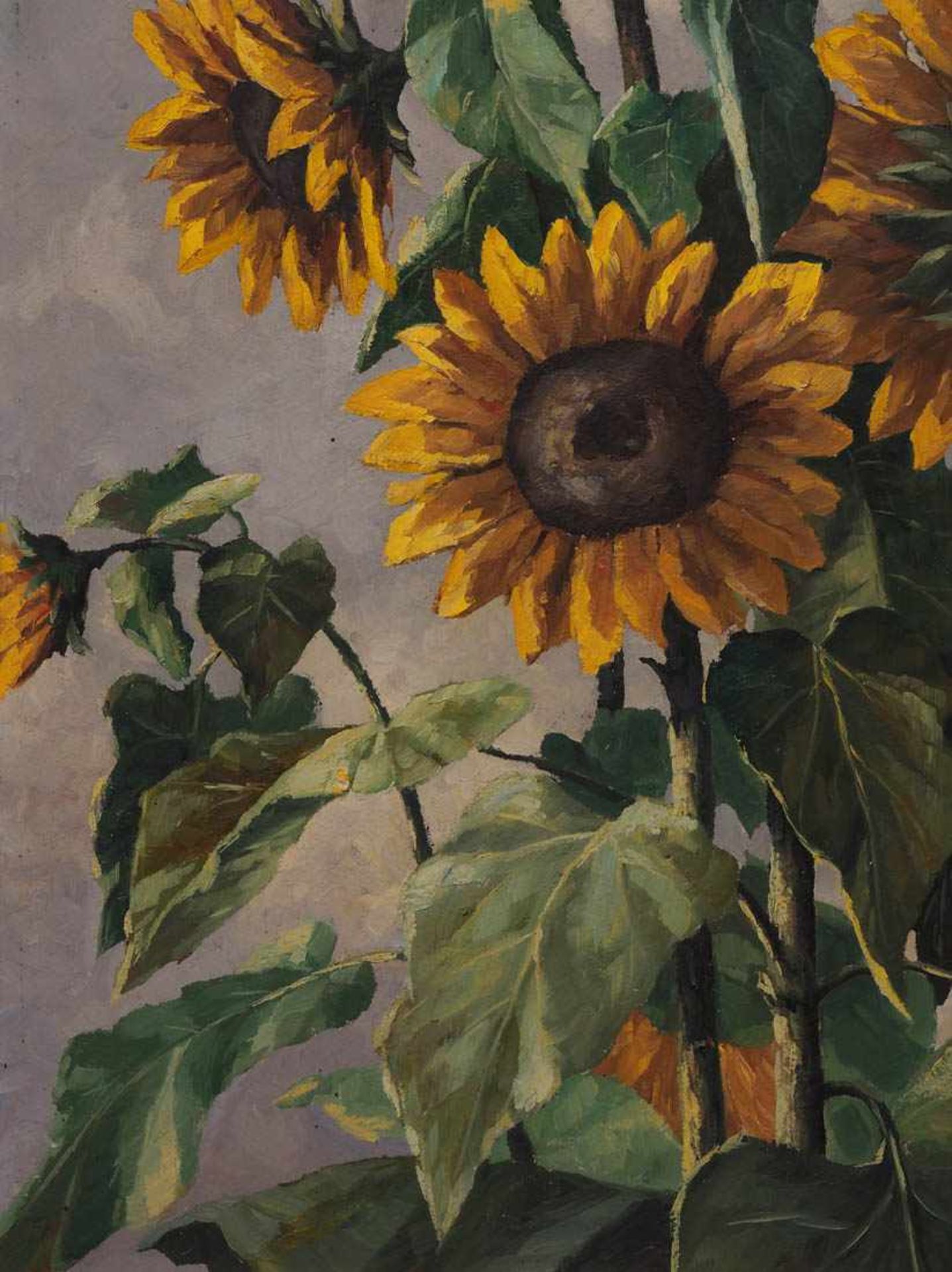 Furtwängler, Albert, 1902 - 1984 Gruppe von Sonnenblumen vor bewölktem Himmel. Öl/Platte, rechts - Bild 5 aus 6