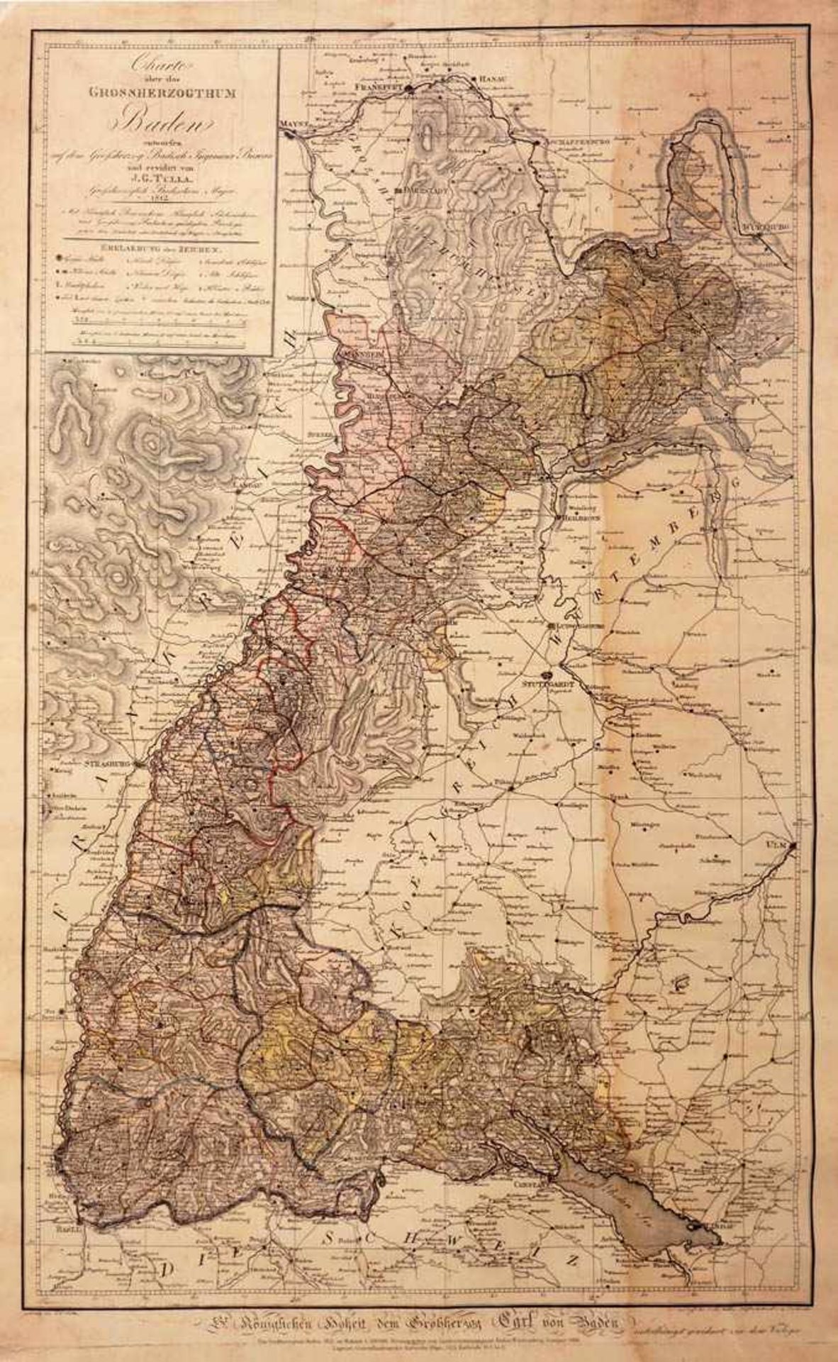 Landkarte des Großherzogtums Baden, Tulla, 1812 Nachdruck von 1988.