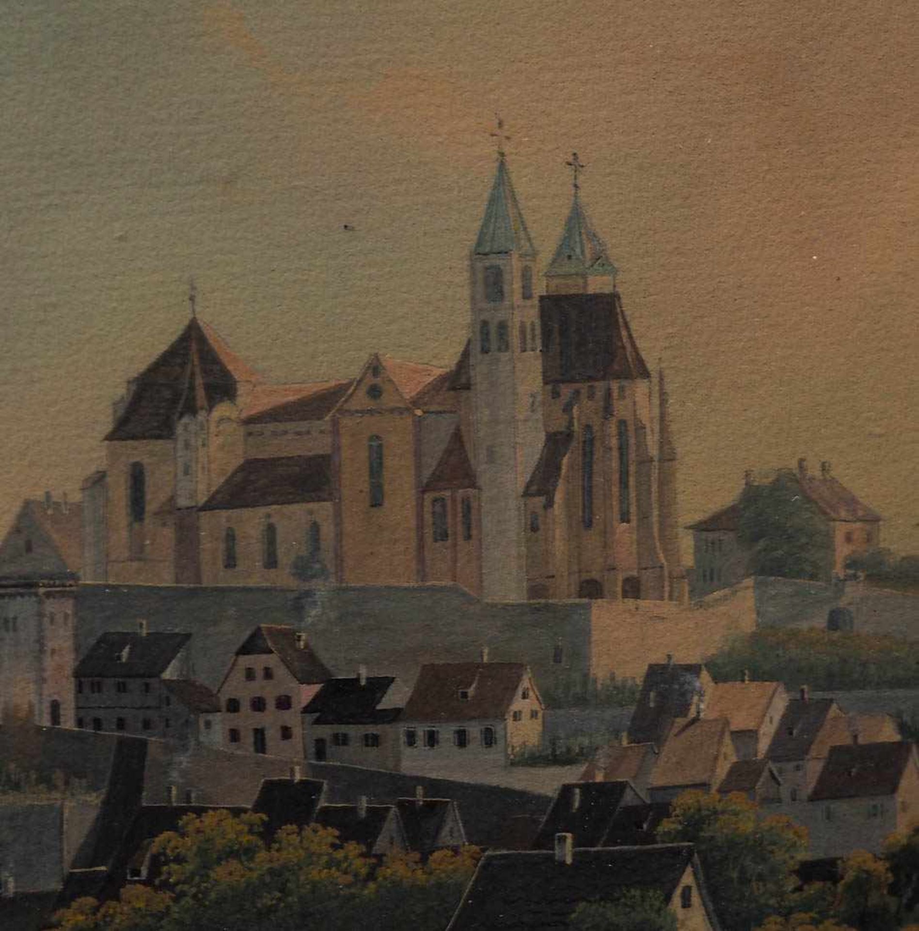 Bleuler, Johann Ludwig, 1792 - 1850 Blick auf das biedermeierliche Breisach vom Eckartsberg aus, - Bild 8 aus 10