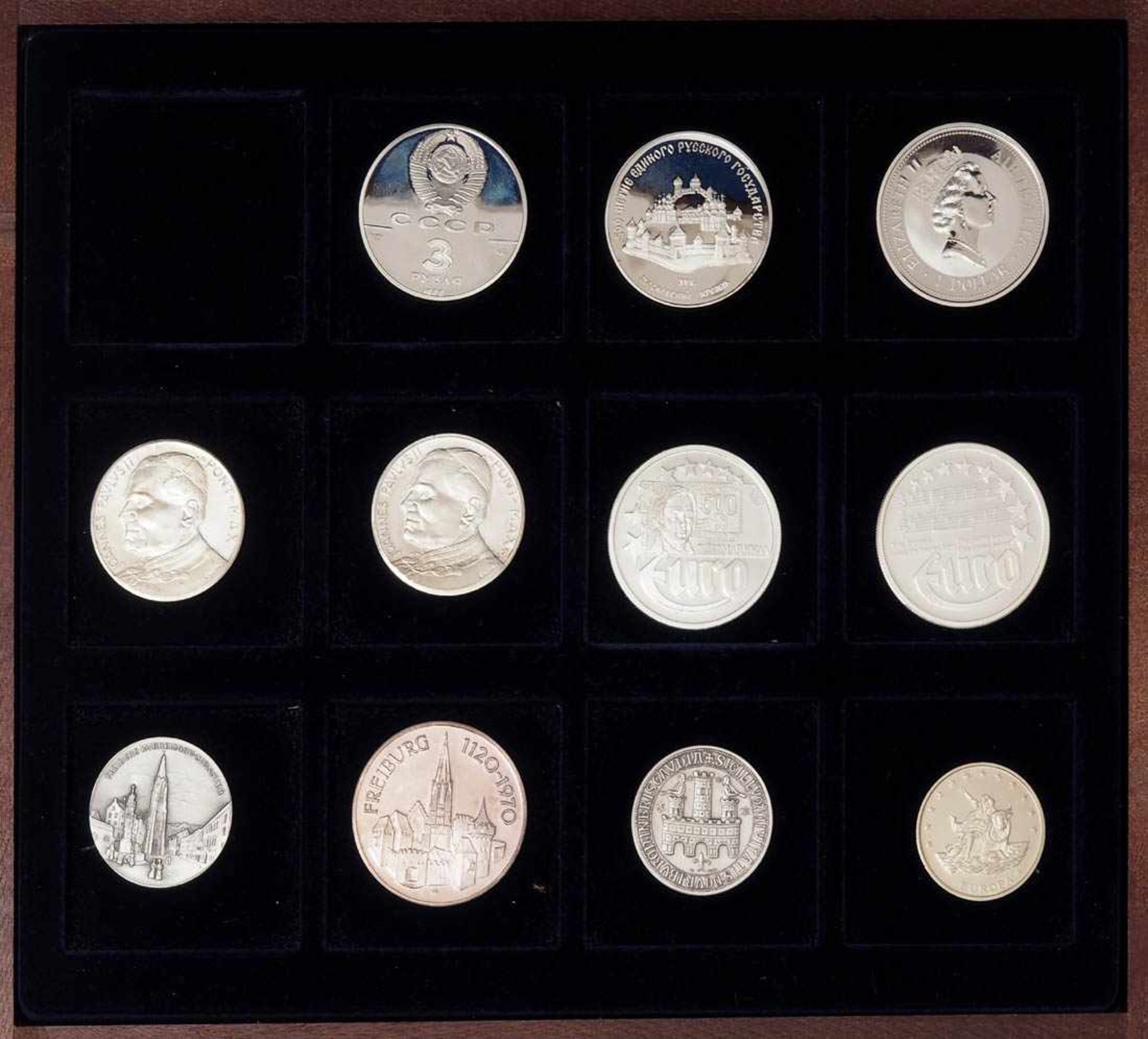 Konvolut Silbermünzen und -medaillen Unter anderem drei Freiburg-Medaillen, zwei Papstmedaillen, ein - Bild 2 aus 2
