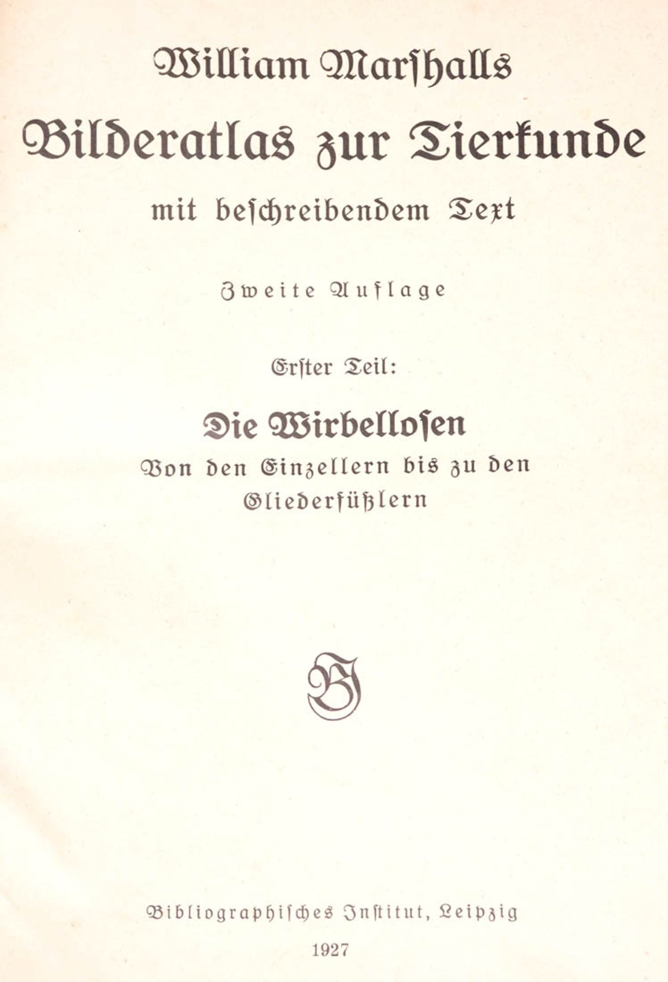 Marshall, William: Bilderatlas zur Tierkunde Zweite Auflage, Bibliographisches Institut, Leipzig, - Bild 4 aus 4
