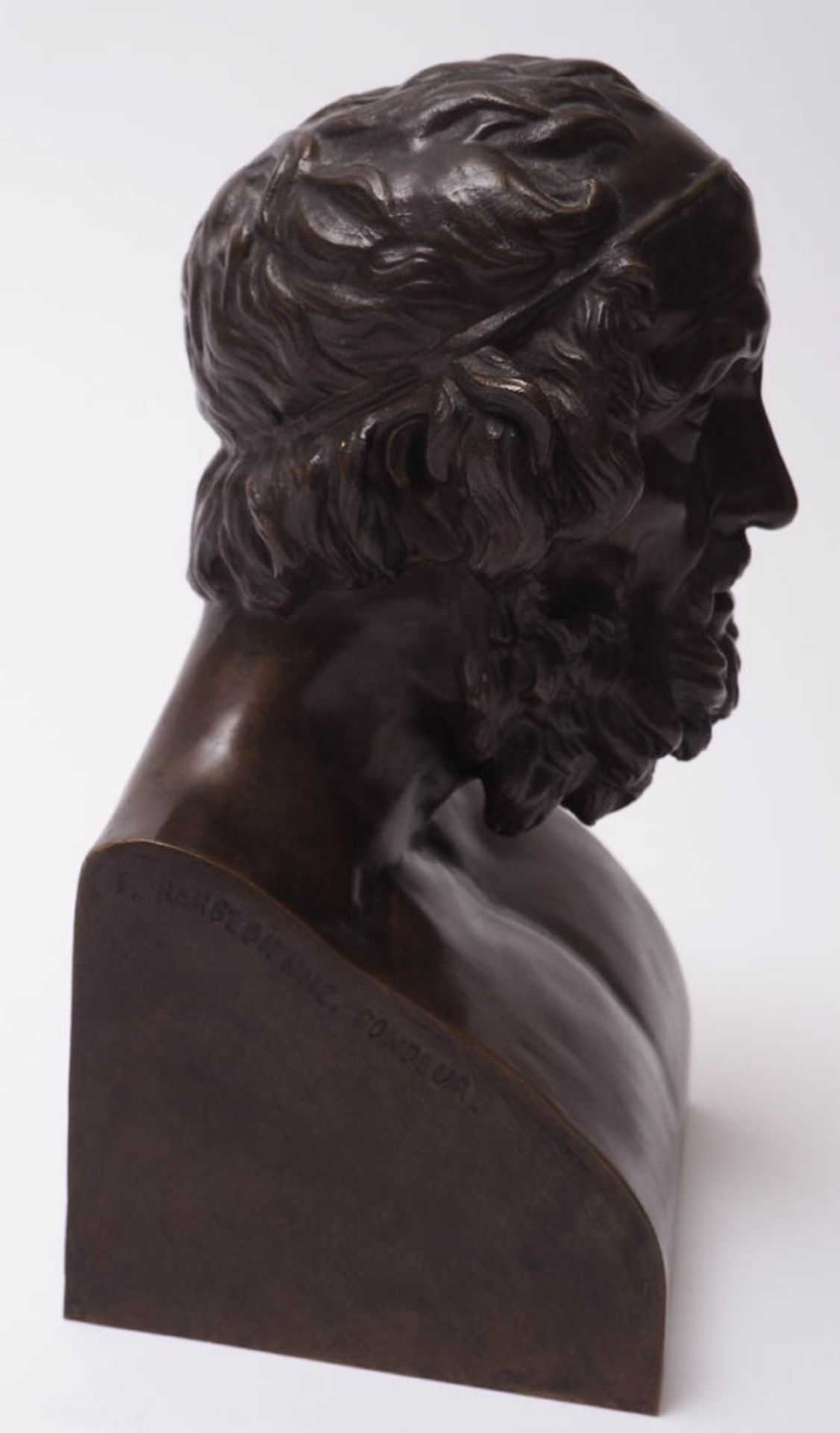 Barbedienne, Ferdinand, 1810 - 1892 Büste eines bärtigen Philosophen. Bronze mit brauner Patina, - Bild 3 aus 5