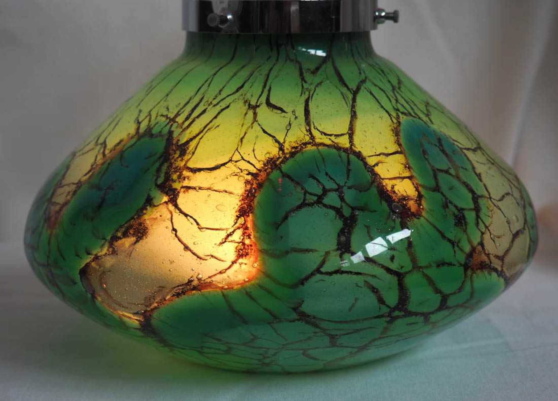 Tischlampe, WMF, Ikora, 20er Jahre Linsenförmiger Glaskorpus mit Innenbeleuchtung, vernickelte - Bild 5 aus 5