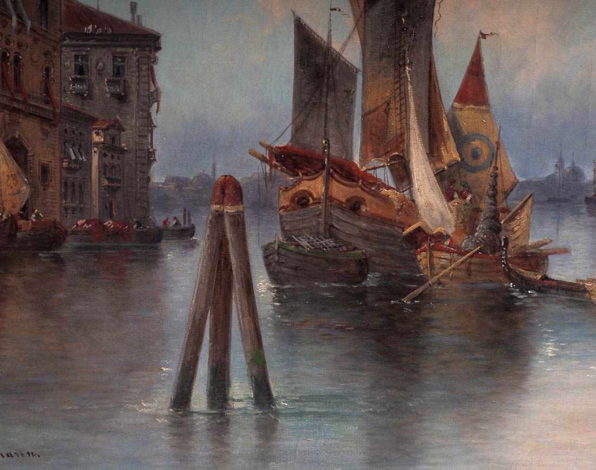 Kaufmann, Karl, 1843 - 1902 Blick auf ein prächtiges Schiff im Canale Grande in Venedig, im - Bild 4 aus 9